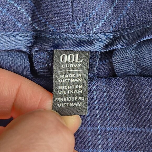 WHBM Pants Womens 00 Long Blue Plaid Curvy Slim Tapered Leg Ankle Trouser NEW - Picture 15 of 16